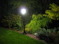 Noc w ogrodzie światło lampa